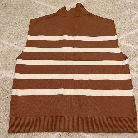 Maeve Stripe Collared Sleeveless Sweater Vest Size Medium - Picture 5 of 6